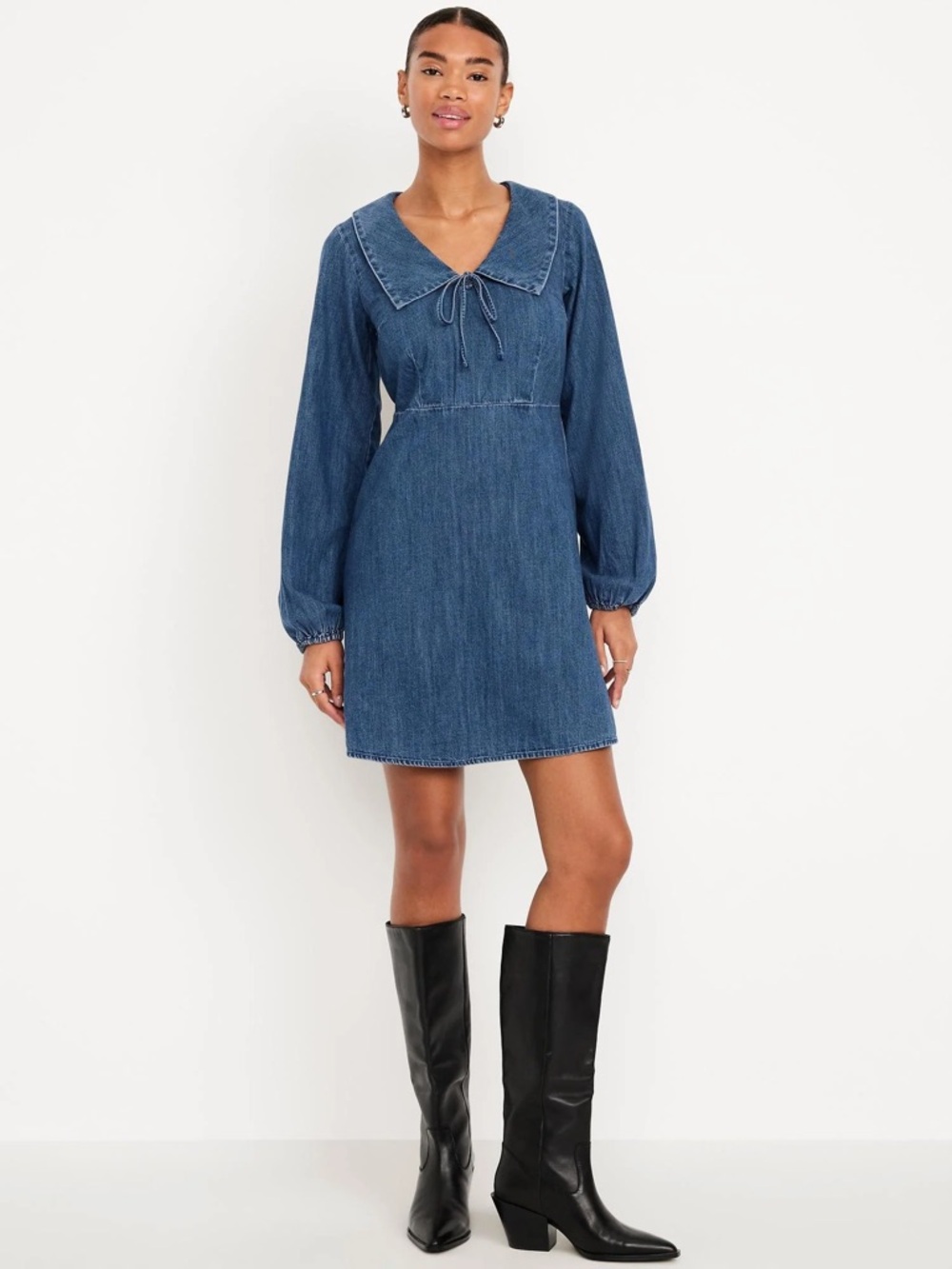 Old Navy Fit & Flare Collared Jean Mini Cotton Dress